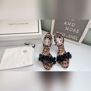 💐Tabitha Simmons Canvas Slingback Leopard Print twill Shoes Sz 36/6